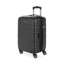 SWISSGEAR Cascade II Hardside Carry On Spinner Suitcase - Black: 8-Wheel, Telescoping Handle, Tear-Resistant