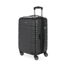 SWISSGEAR Cascade II Hardside Carry On Spinner Suitcase - Black: 8-Wheel, Telescoping Handle, Tear-Resistant
