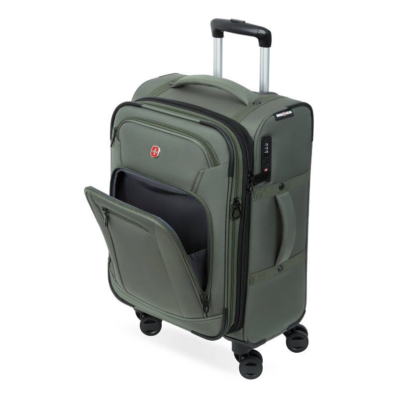 slide 4 of 14, SWISSGEAR Zurich Softside Carry On Spinner Suitcase - Green: 8-Wheel Tear-Resistant Design, 1 ct