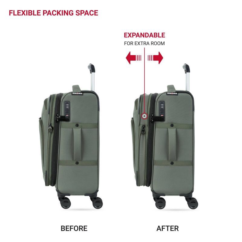 slide 5 of 14, SWISSGEAR Zurich Softside Carry On Spinner Suitcase - Green: 8-Wheel Tear-Resistant Design, 1 ct