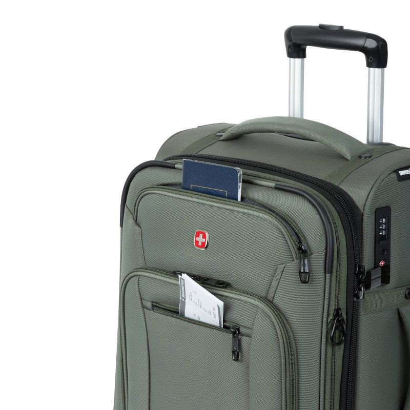 slide 7 of 14, SWISSGEAR Zurich Softside Carry On Spinner Suitcase - Green: 8-Wheel Tear-Resistant Design, 1 ct