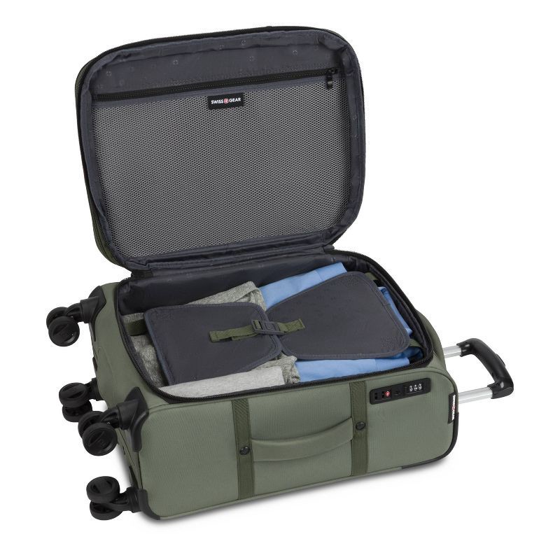 slide 10 of 14, SWISSGEAR Zurich Softside Carry On Spinner Suitcase - Green: 8-Wheel Tear-Resistant Design, 1 ct