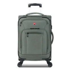 SWISSGEAR Zurich Softside Carry On Spinner Suitcase - Green: 8-Wheel Tear-Resistant Design