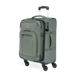 SWISSGEAR Zurich Softside Carry On Spinner Suitcase - Green: 8-Wheel Tear-Resistant Design