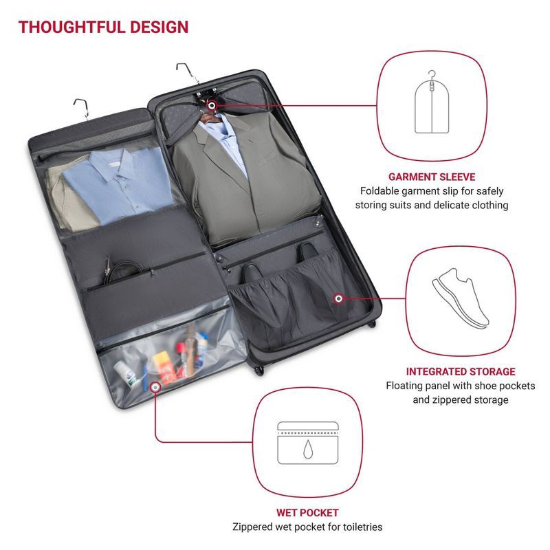 slide 3 of 14, SWISSGEAR Zurich Garment Bag - Black: Softside Spinner Luggage, 1 ct