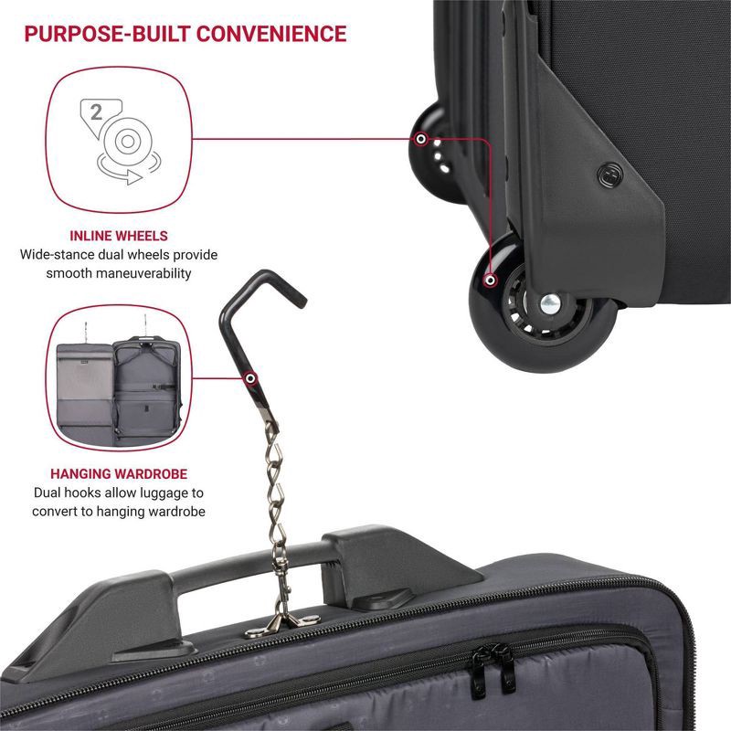 slide 6 of 14, SWISSGEAR Zurich Garment Bag - Black: Softside Spinner Luggage, 1 ct