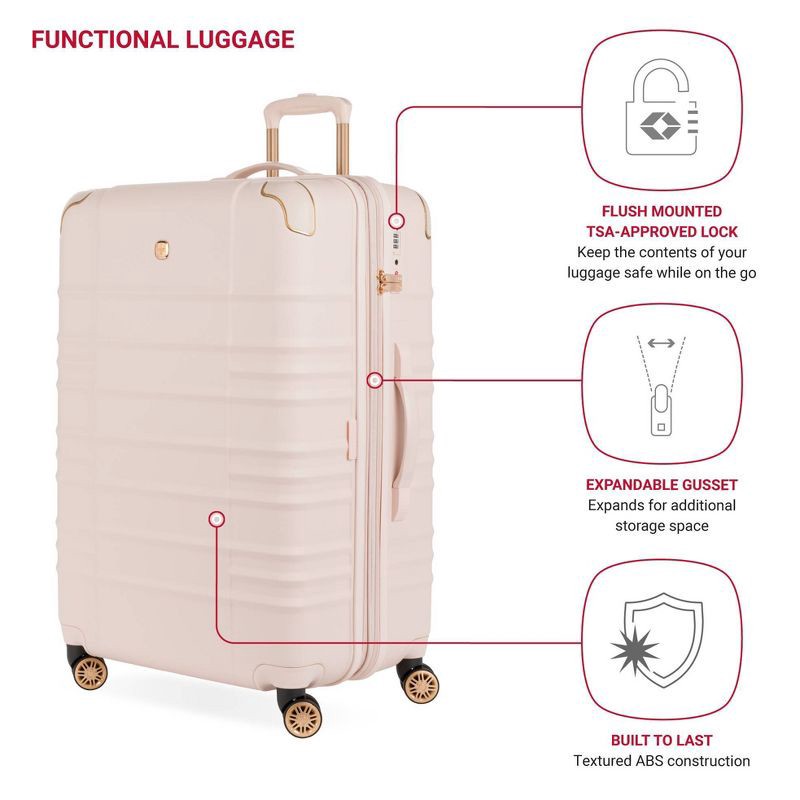slide 3 of 12, SWISSGEAR Cascade II Hardside Large Checked Spinner Suitcase - Rose, 1 ct