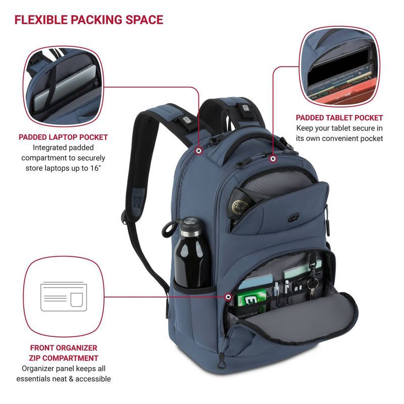 slide 4 of 12, SwissGear Laptop 18.5" Backpack – Blue, 1 ct
