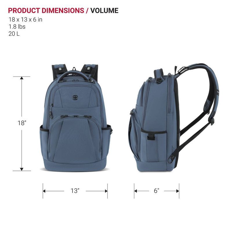 slide 7 of 12, SwissGear Laptop 18.5" Backpack – Blue, 1 ct