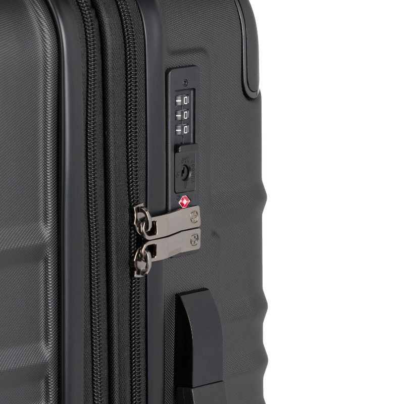 slide 7 of 12, SWISSGEAR Cascade II Hardside Medium Checked Spinner Suitcase - Black: 8-Wheel 33 lb Capacity, 33 lb