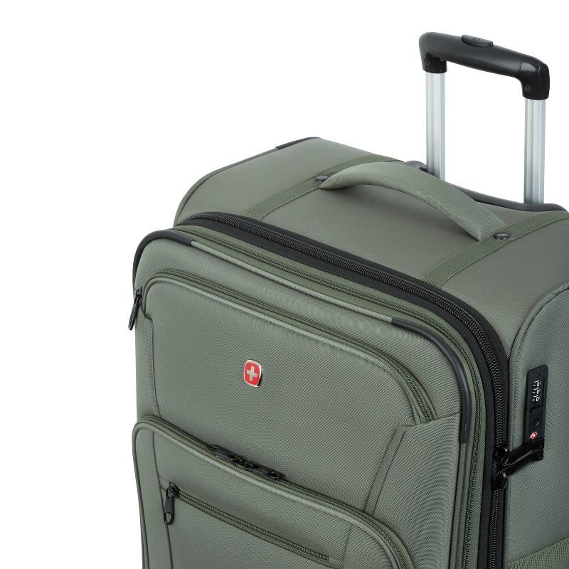 slide 7 of 14, SWISSGEAR Zurich Softside Large Checked Spinner Suitcase - Green: Tear-Resistant, 8 Wheels, 1 ct