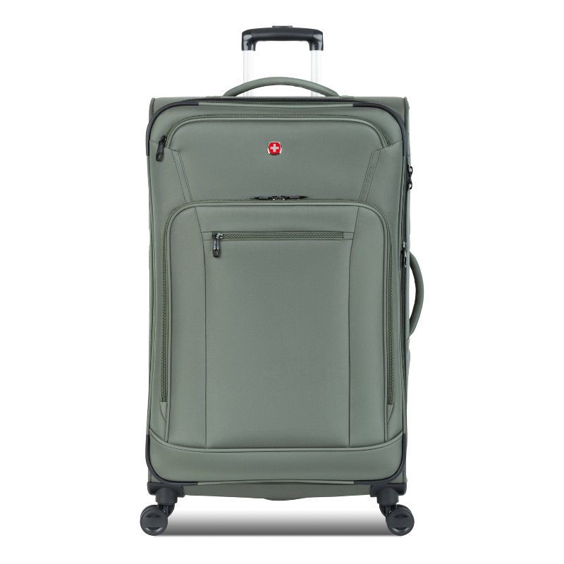 slide 1 of 14, SWISSGEAR Zurich Softside Large Checked Spinner Suitcase - Green: Tear-Resistant, 8 Wheels, 1 ct