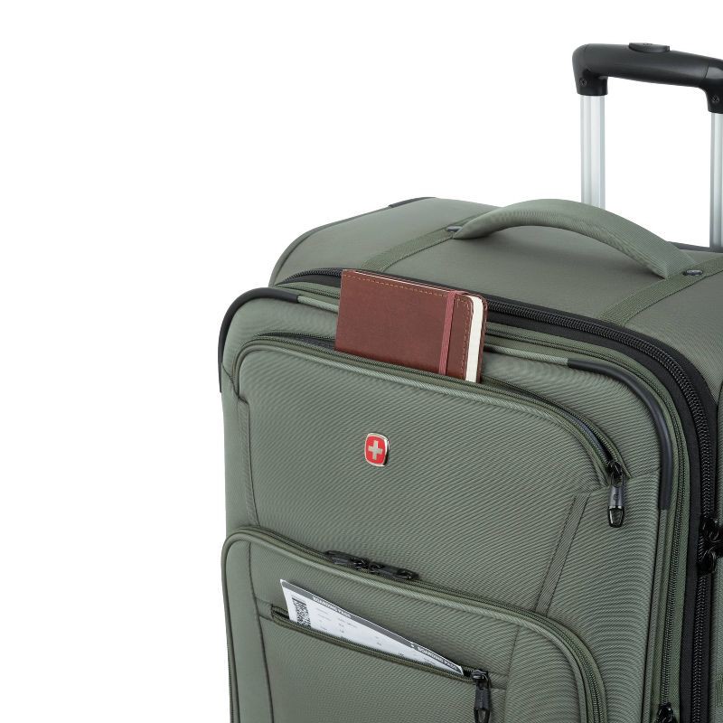 slide 8 of 14, SWISSGEAR Zurich Softside Large Checked Spinner Suitcase - Green: Tear-Resistant, 8 Wheels, 1 ct
