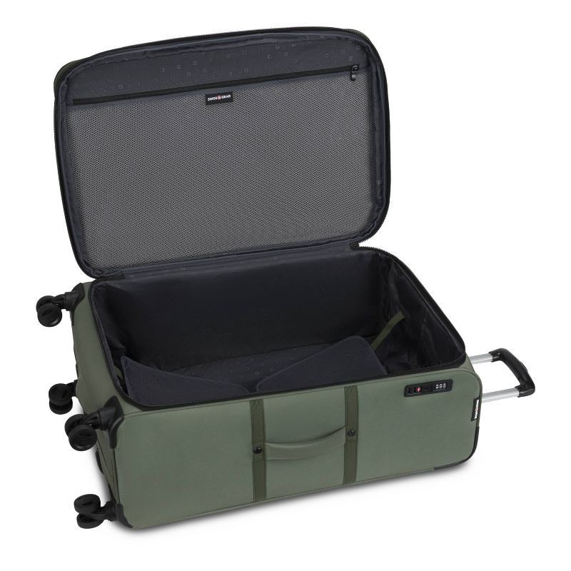 slide 9 of 14, SWISSGEAR Zurich Softside Large Checked Spinner Suitcase - Green: Tear-Resistant, 8 Wheels, 1 ct