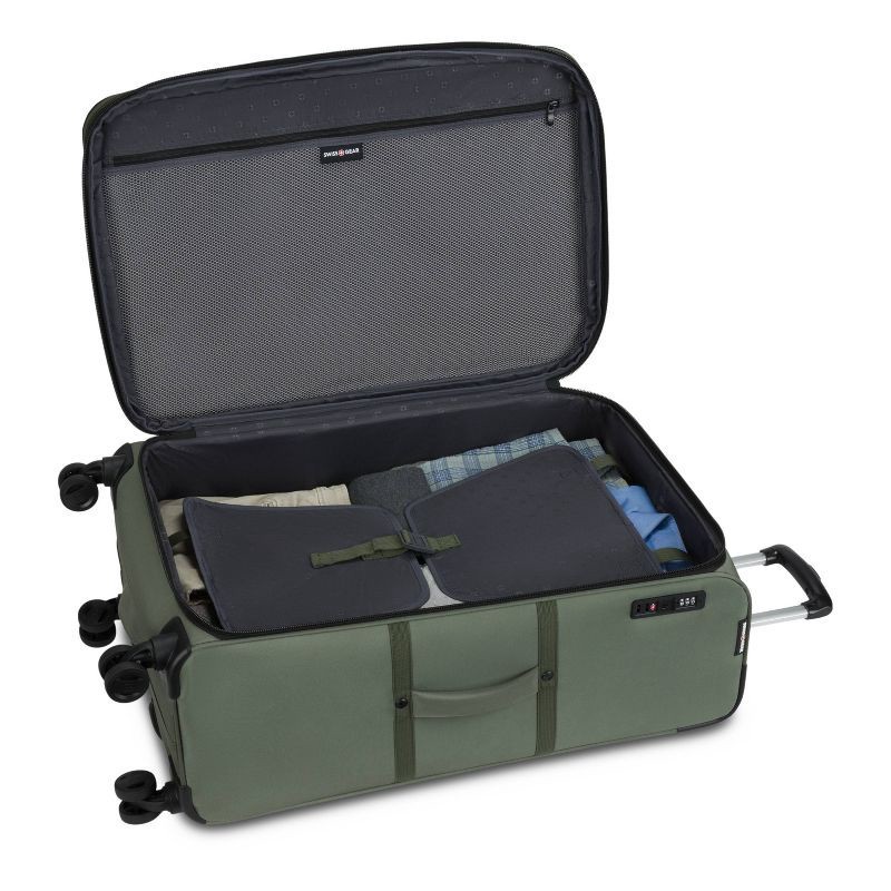 slide 10 of 14, SWISSGEAR Zurich Softside Large Checked Spinner Suitcase - Green: Tear-Resistant, 8 Wheels, 1 ct
