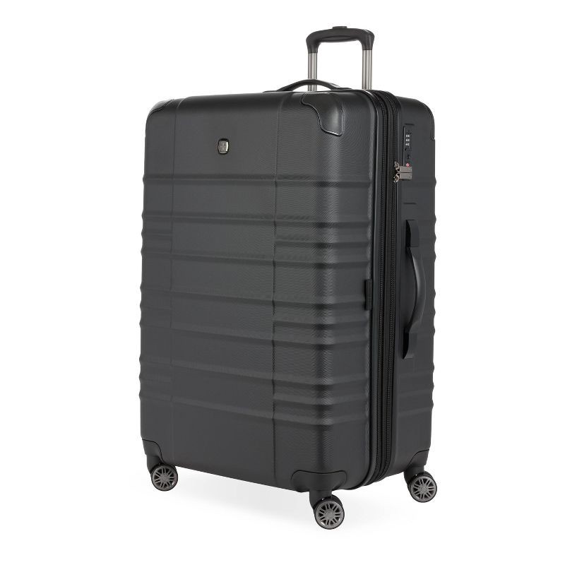 slide 2 of 12, SWISSGEAR Cascade II Hardside Large Checked Spinner Suitcase - Black: Expandable Tear-Resistant Luggage, 1 ct
