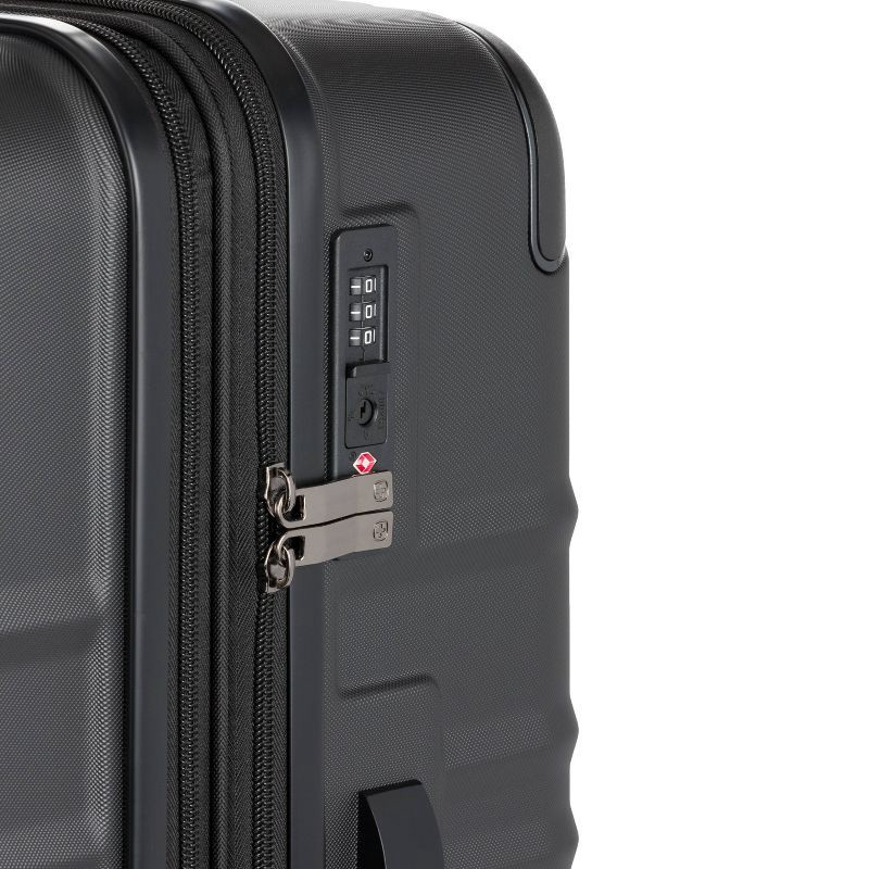 slide 4 of 12, SWISSGEAR Cascade II Hardside Large Checked Spinner Suitcase - Black: Expandable Tear-Resistant Luggage, 1 ct