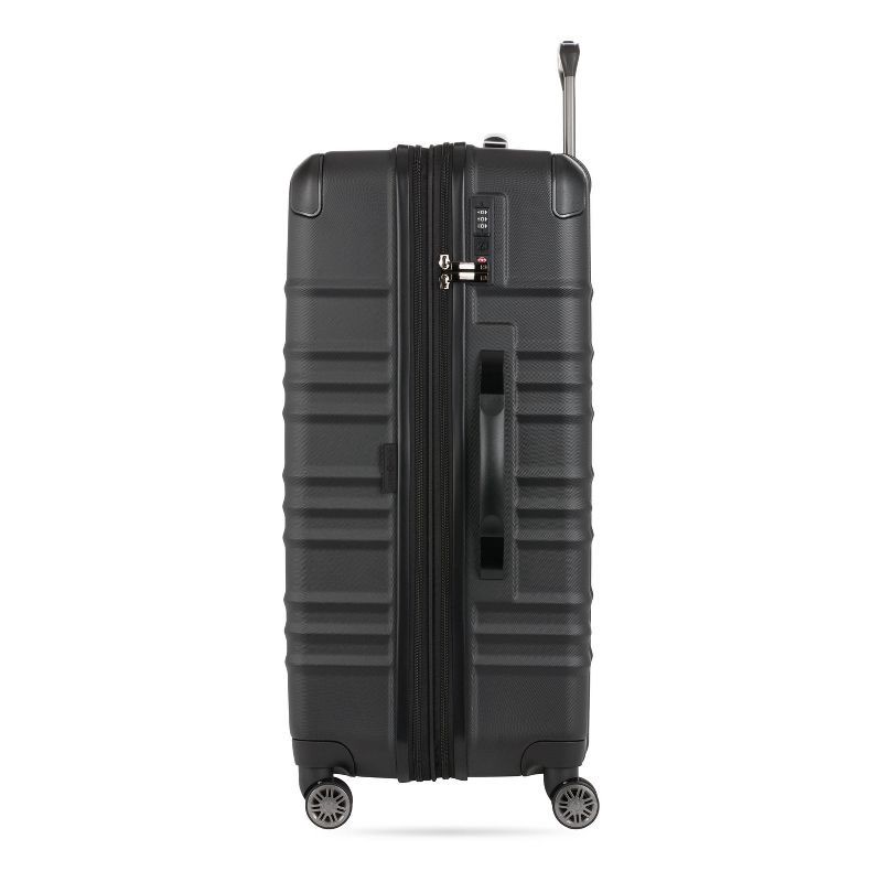 slide 9 of 12, SWISSGEAR Cascade II Hardside Large Checked Spinner Suitcase - Black: Expandable Tear-Resistant Luggage, 1 ct