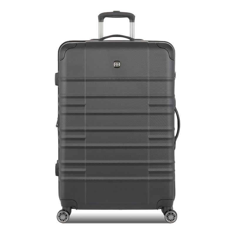 slide 1 of 12, SWISSGEAR Cascade II Hardside Large Checked Spinner Suitcase - Black: Expandable Tear-Resistant Luggage, 1 ct