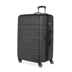 SWISSGEAR Cascade II Hardside Large Checked Spinner Suitcase - Black: 8-Wheel Tear-Resistant Luggage