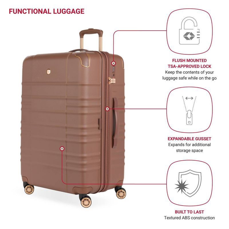 slide 3 of 13, SWISSGEAR Cascade II Hardside Large Checked Spinner Suitcase - Maple: Tear-Resistant, 8 Wheels, 1 ct