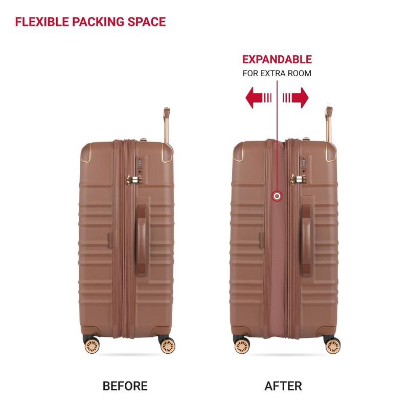 slide 5 of 13, SWISSGEAR Cascade II Hardside Large Checked Spinner Suitcase - Maple: Tear-Resistant, 8 Wheels, 1 ct