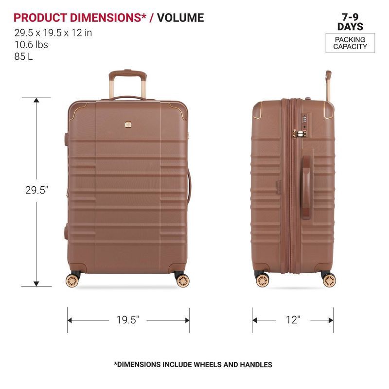 slide 7 of 13, SWISSGEAR Cascade II Hardside Large Checked Spinner Suitcase - Maple: Tear-Resistant, 8 Wheels, 1 ct