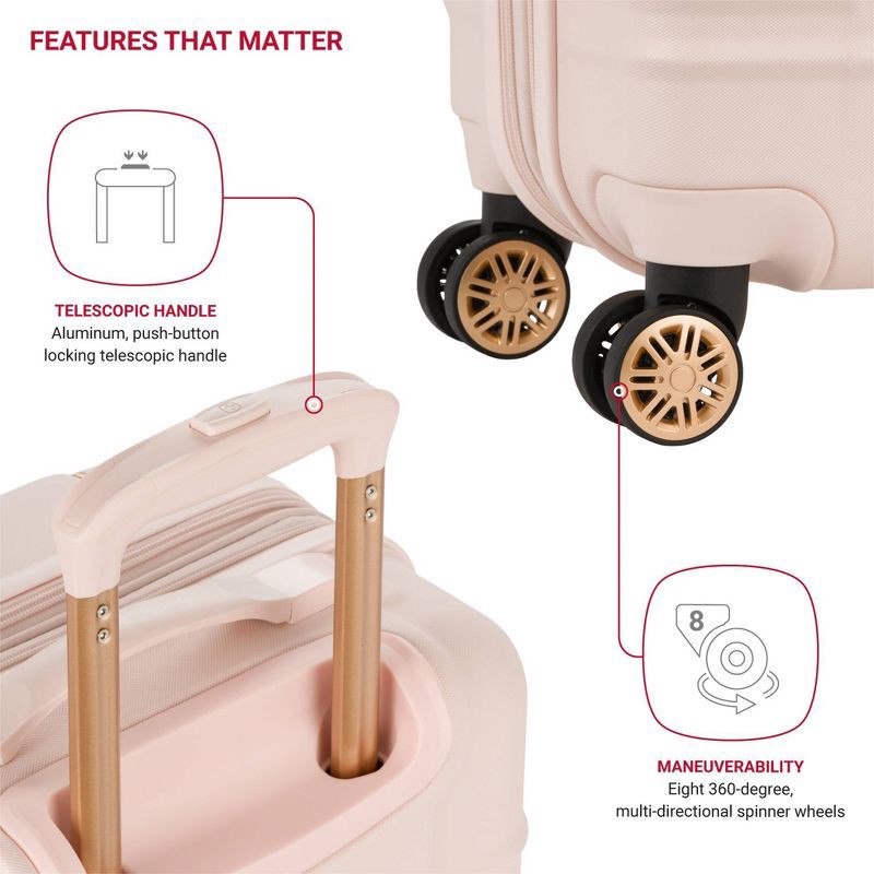 slide 6 of 11, SWISSGEAR Cascade Hardside Carry On Spinner Suitcase - Rose: 8-Wheel Rubberized Corners, 1 ct