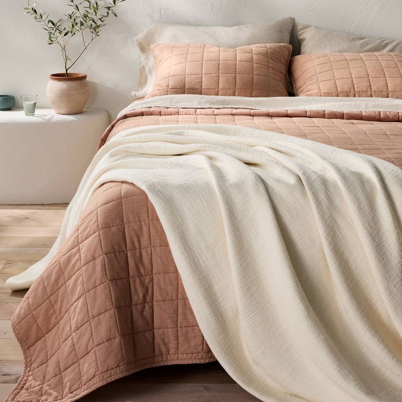 slide 4 of 7, Full/Queen Cotton Slub Blanket Natural - Casaluna™, 1 ct