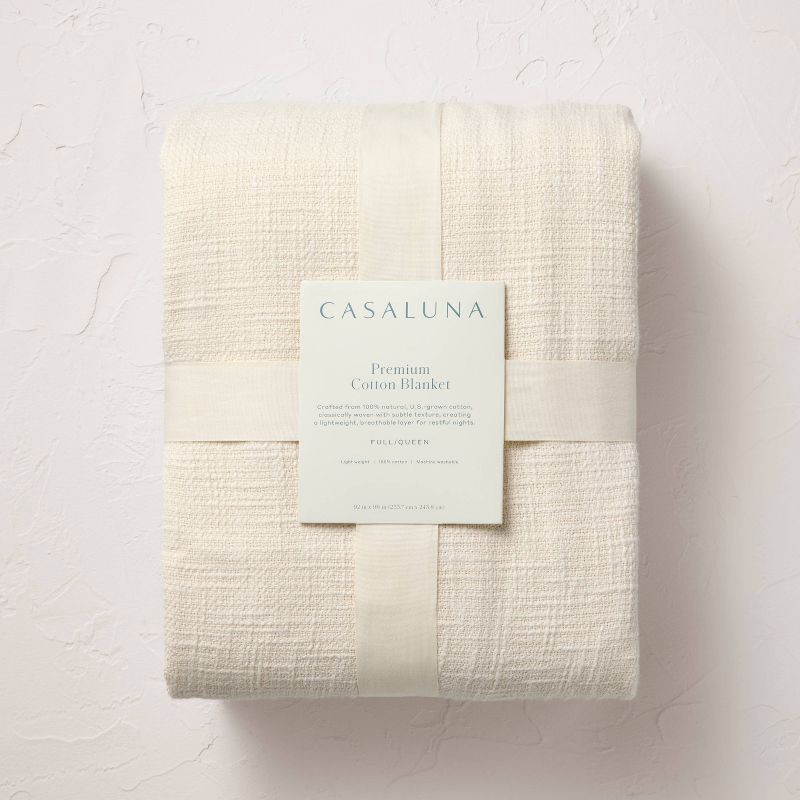 slide 5 of 7, Full/Queen Cotton Slub Blanket Natural - Casaluna™, 1 ct