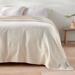 Full/Queen Cotton Slub Blanket Natural - Casaluna™