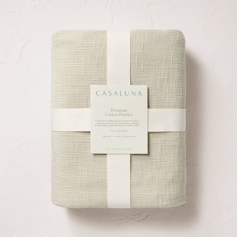 slide 5 of 5, King Cotton Slub Blanket Light Olive Green - Casaluna™, 1 ct