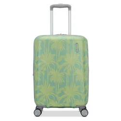 American Tourister Modern Hardside Carry On Spinner Suitcase - Green Palms: Botanical ABS Shell