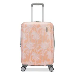 American Tourister Modern Hardside Carry On Spinner Suitcase - Coral Palms: Botanical 4-Wheeler, ABS Shell