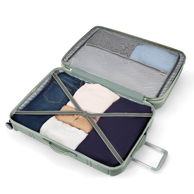 slide 10 of 12, American Tourister Vital Hardside Large Checked Spinner Suitcase - Jade Green: 4-Wheel Design, 1 ct