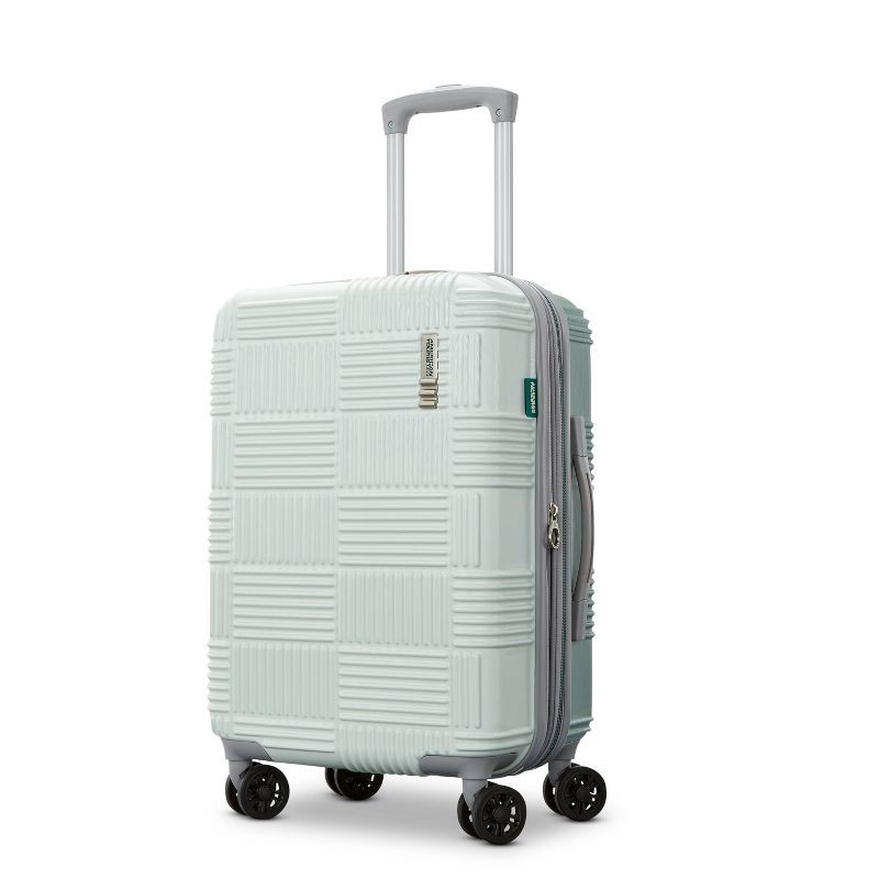 slide 2 of 10, American Tourister NXT Checkered Hardside Carry On Spinner Suitcase - Jade Green: 8-Wheel Spinner Design, 1 ct