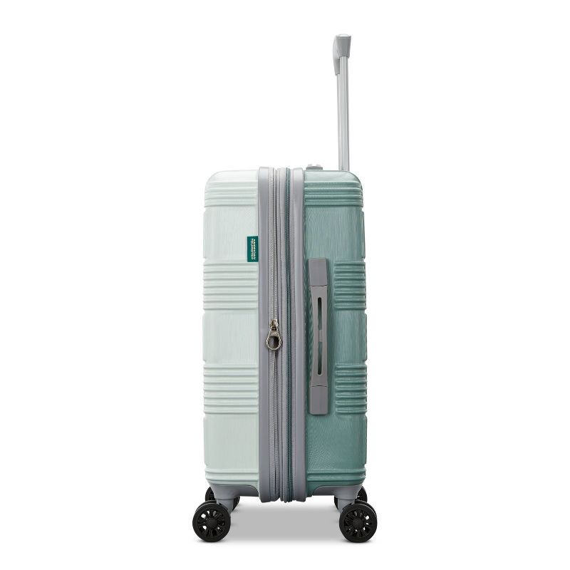 slide 4 of 10, American Tourister NXT Checkered Hardside Carry On Spinner Suitcase - Jade Green: 8-Wheel Spinner Design, 1 ct
