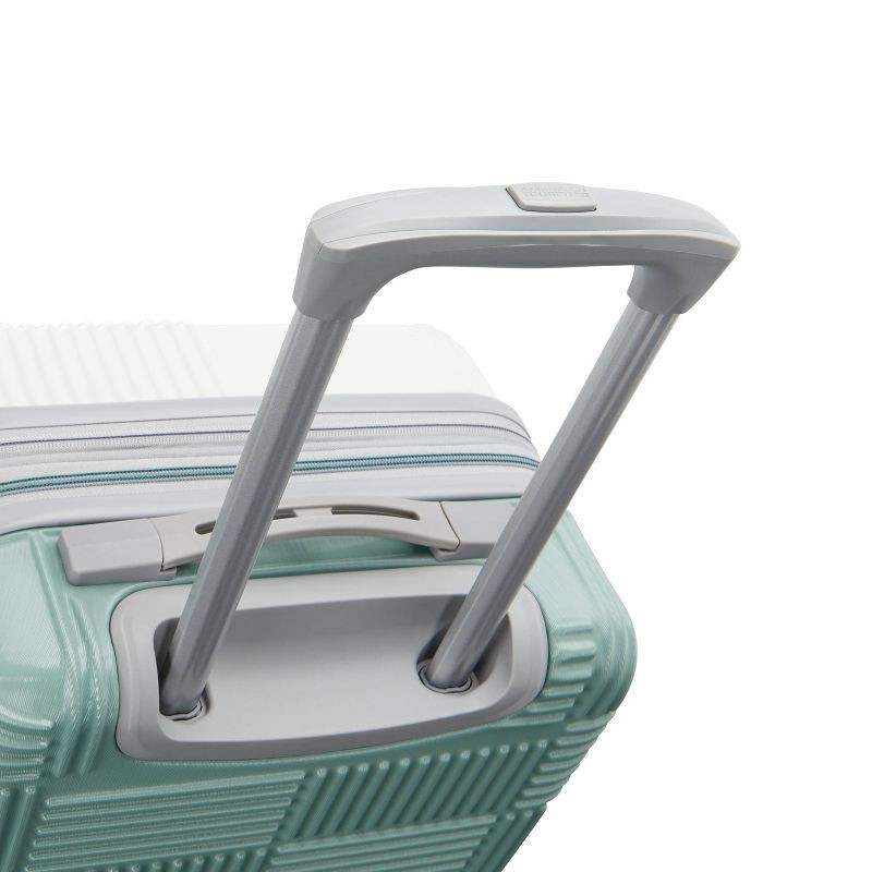 slide 6 of 10, American Tourister NXT Checkered Hardside Carry On Spinner Suitcase - Jade Green: 8-Wheel Spinner Design, 1 ct