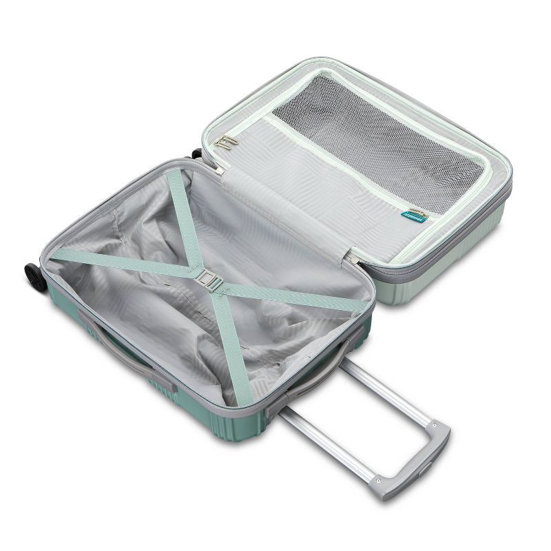 slide 9 of 10, American Tourister NXT Checkered Hardside Carry On Spinner Suitcase - Jade Green: 8-Wheel Spinner Design, 1 ct