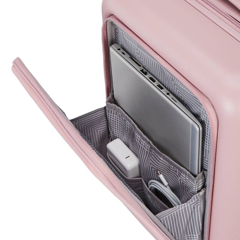 slide 7 of 12, American Tourister Open Front Hardside Carry On Spinner Suitcase - Cosmetic Pink, 1 ct