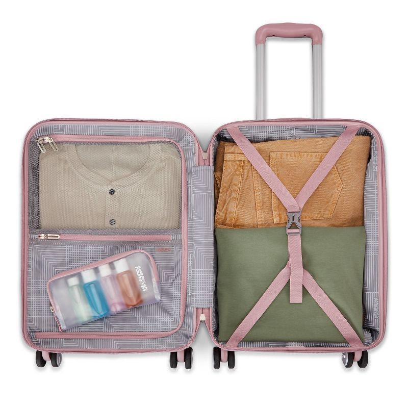 slide 10 of 12, American Tourister Open Front Hardside Carry On Spinner Suitcase - Cosmetic Pink, 1 ct