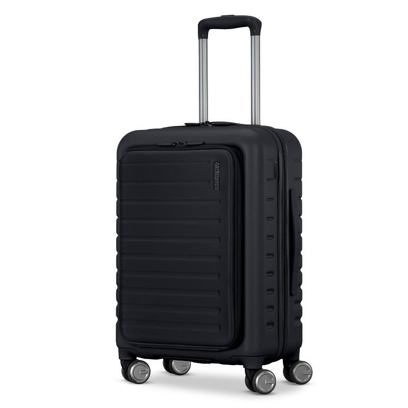 slide 2 of 12, American Tourister Open Front Hardside Carry On Spinner Suitcase - Black: Metal Handle, Solid Pattern, 1 ct