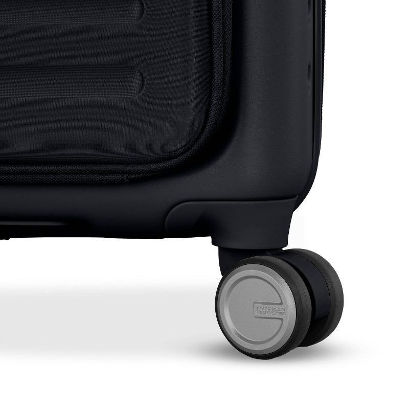 slide 11 of 12, American Tourister Open Front Hardside Carry On Spinner Suitcase - Black: Metal Handle, Solid Pattern, 1 ct