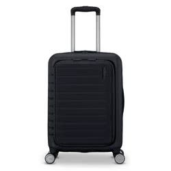 American Tourister Open Front Hardside Carry On Spinner Suitcase - Black: Metal Handle, Solid Pattern