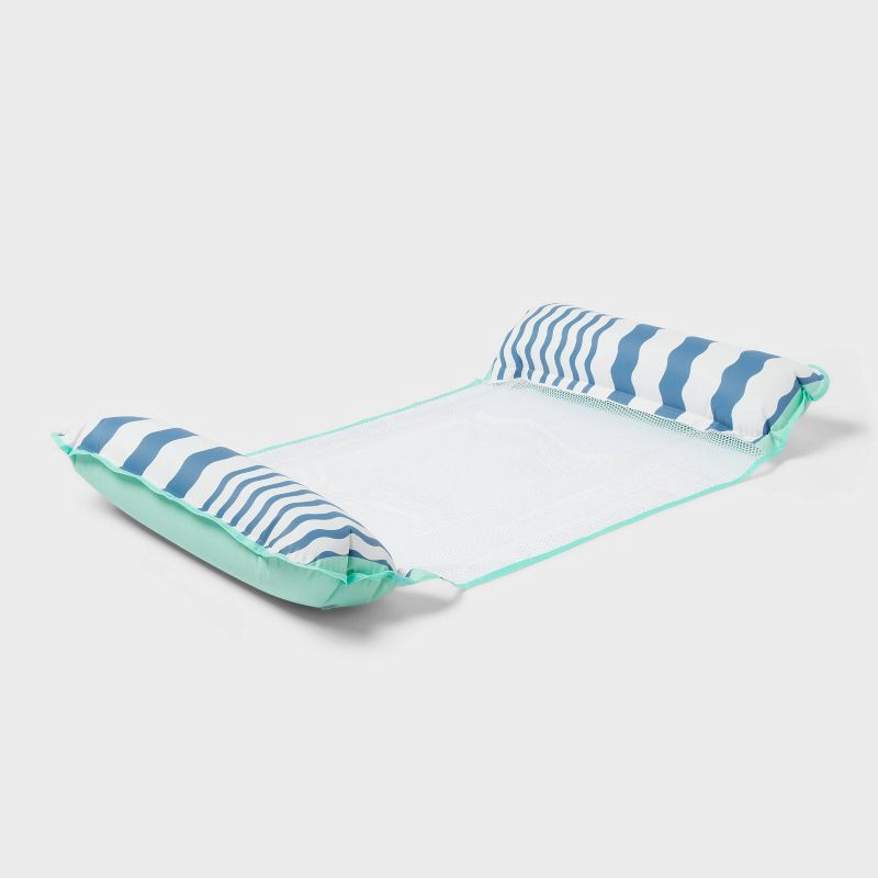 slide 1 of 4, Water Hammock Pool Lounger Blue Stripes - Sun Squad™, 1 ct