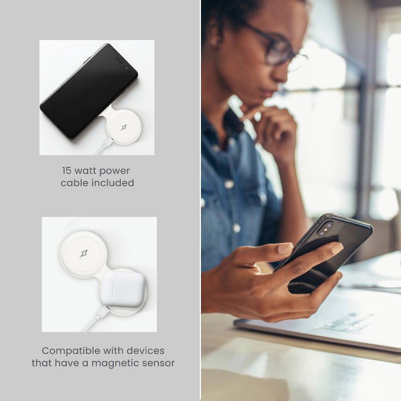 slide 3 of 5, Travel Smart 2 Device Magnetic 15W Wireless Charger: Magnetic Mount, Cord Length 3 ft, 3 ft