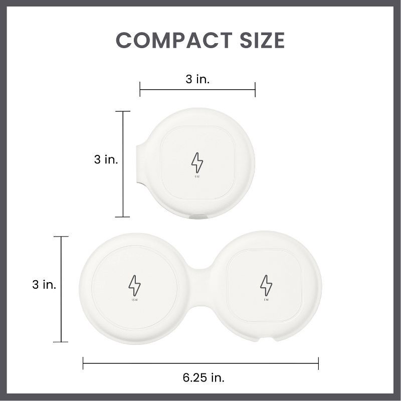slide 4 of 5, Travel Smart 2 Device Magnetic 15W Wireless Charger: Magnetic Mount, Cord Length 3 ft, 3 ft