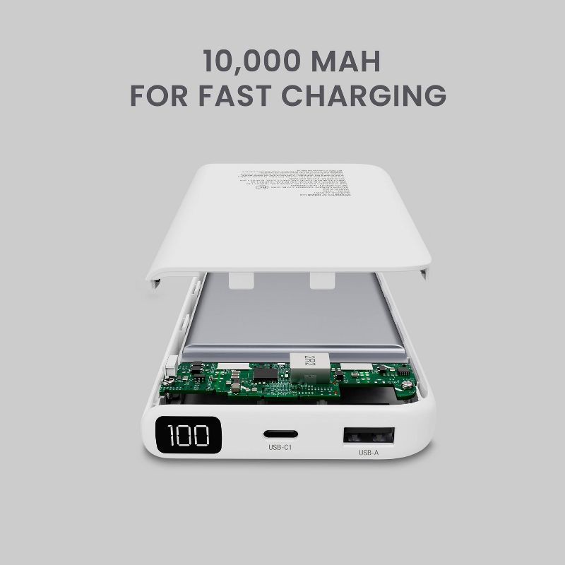 slide 4 of 8, Travel Smart 10000mAh Power Bank with Charging Cable: Built-In Cable, 3.7V Output, 1 ct