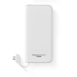 Travel Smart 10000mAh Power Bank with Charging Cable: Built-In Cable, 3.7V Output