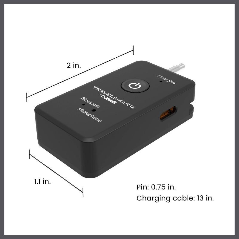 slide 5 of 6, Travel Smart Wireless Headphone Bluetooth Adapter - Black, 1 ct